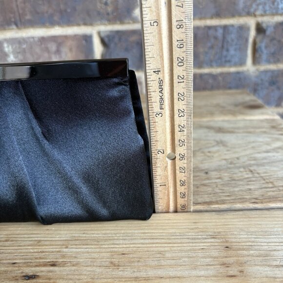 Gunne Sax Jessica McClintock Black Satin Evening Bag with Gun Metal Chain NWT - Picture 11 of 15